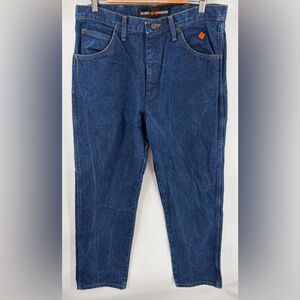 Wrangler flame resistant men’s relaxed fit dark wash jean work size 34x32
